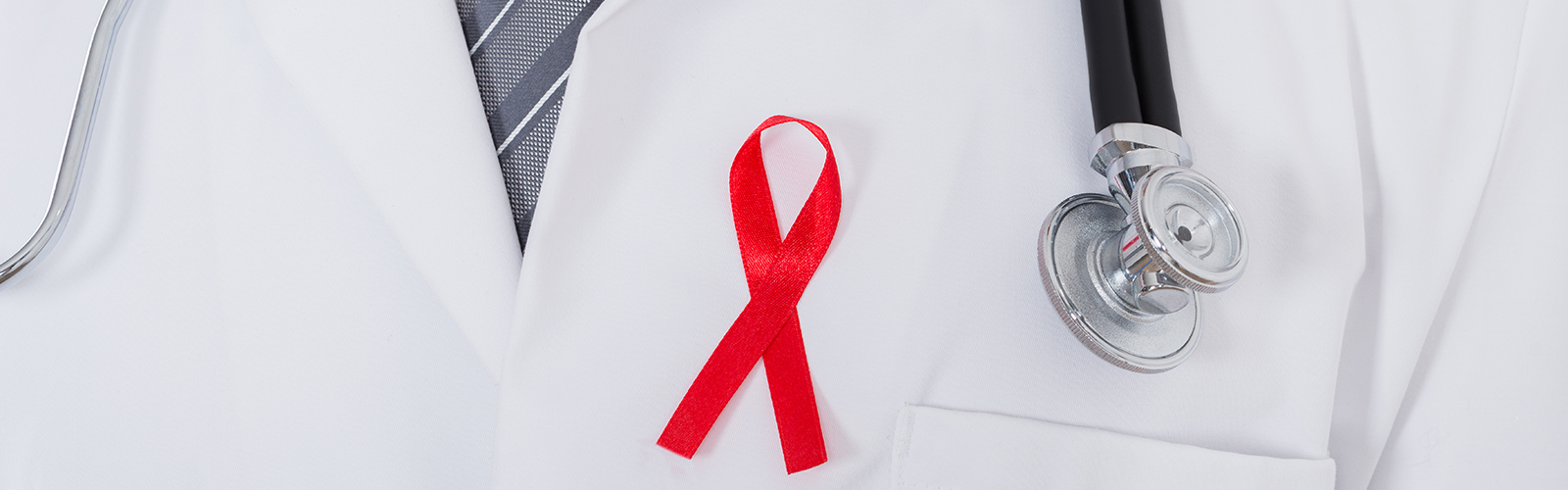 Doctor with AIDS red ribbon