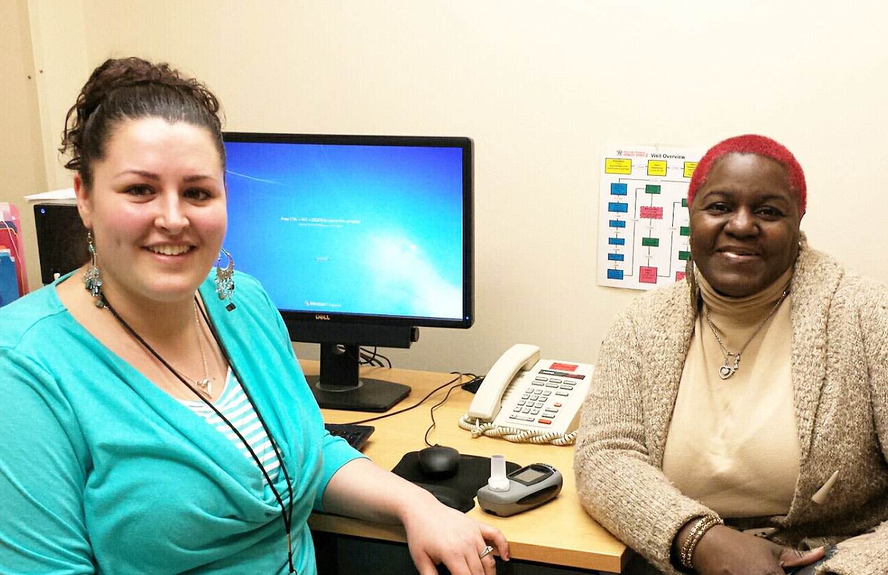 WSHS 2 Health Counselor Cassandra Astemborski (left) helped participant Fechell Short to quit smoking.