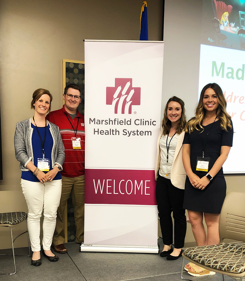 From left: Jenna Flynn from Tobacco Free Coalition of Central Wisconsin, Spencer Straub, Media & Communications Coordinator at the Wisconsin Tobacco Prevention and Control Program (TPCP), Carleigh Olson, Policy Training and Technical Assistance Coordinator for TPCP, and UW-CTRI Regional Outreach Specialist Alex Peeters presented during E-cigarettes and Our Youth: Partners in Prevention, an event held last week at Northcentral Technical College. 