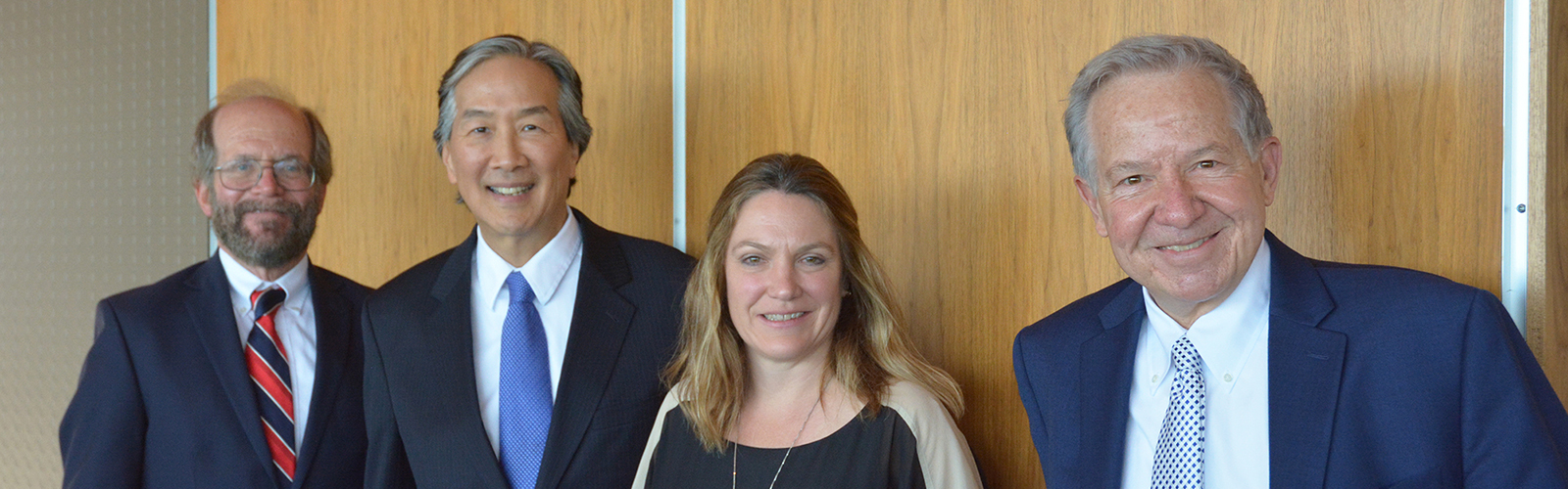 UW School of Medicine and Public Health Dean Robert Golden, former United States Assistant Secretary for Health Dr. Howard Koh, Wisconsin Health Secretary Designate Andrea Palm and UW-CTRI Director Dr. Michael Fiore met in September to discuss public health. 
