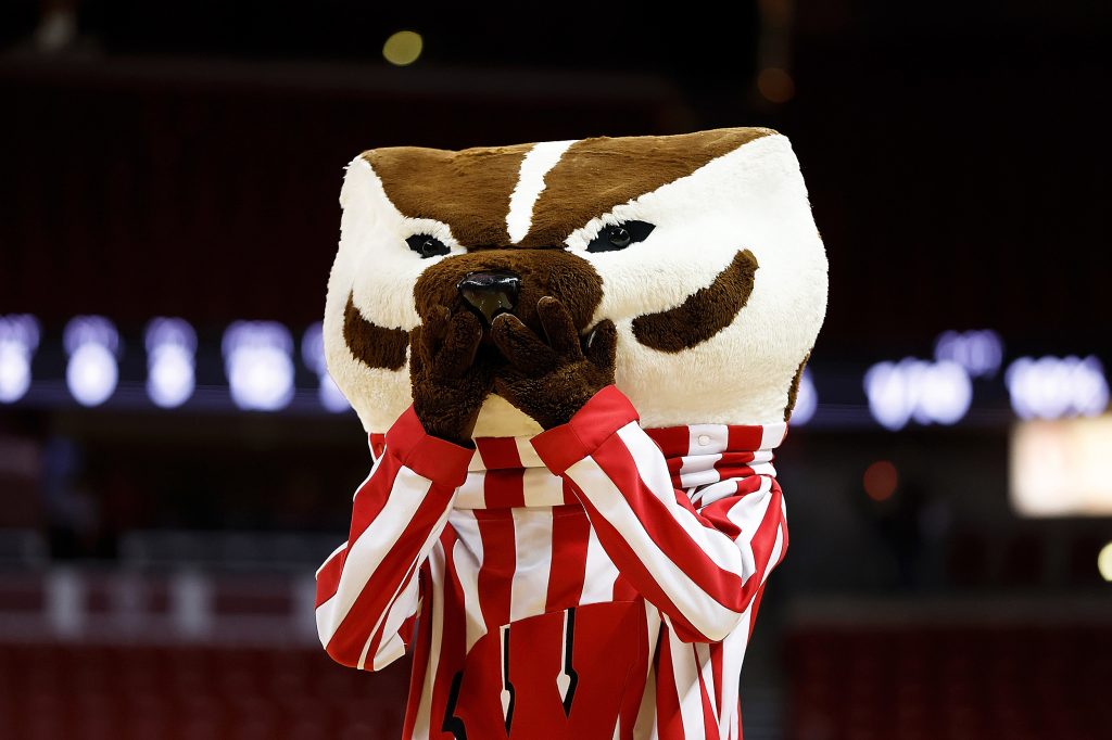 Bucky Badger surprised
