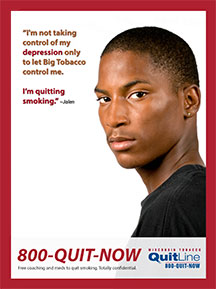 A young Black man is happy to be recovered from depression and smoking